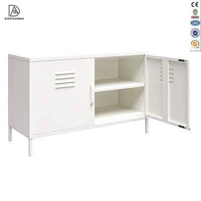 Modern White High Gloss &amp; Stainless Steel TV Stand