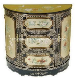 Gold Flower Bird Beauty Lacquer Furniture Art Decoratiuon Cabinet