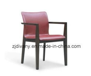 Italian Modern Wood Leather Armchair (C-49)