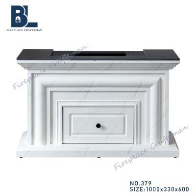 Marble Top White Wooden Mantel Shelf TV Stand with Water Vapor for Home Furniture