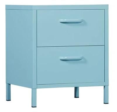 2 Drawer Cabinet Bedside Table Metal Nightstand