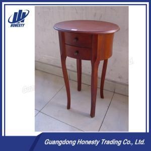 Ae912 Antique Wood End Side Table with Drawer