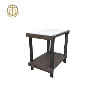 Marble Desktop Wooden Square Multifunctional Living Room Small Side Table