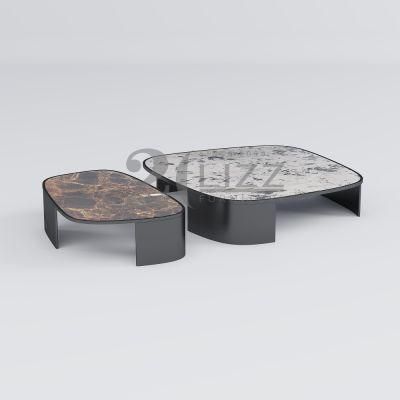 Wholesale Modern Unique Black Marble Top Coffee Table Premium Side Table with Stainless Steel Table