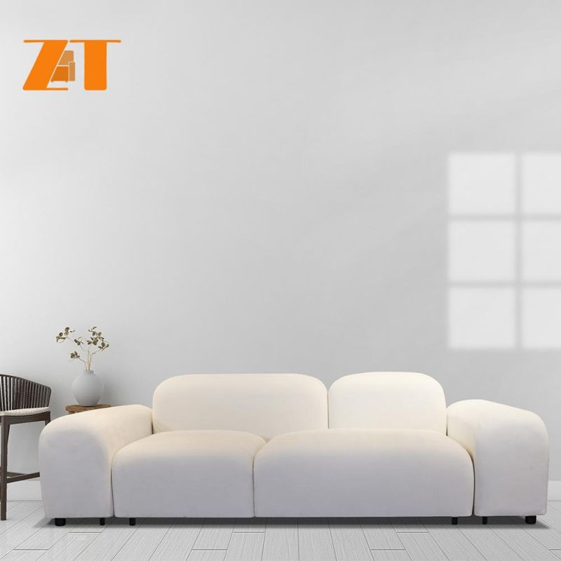 China Manufacturer Fabric Sectional Cute White Soft Sofa Set Furniture