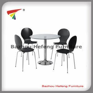 Round Glass Table and Wooden Chairs for Diningroom (DT104)