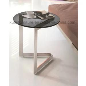 Tempered Glass Side Table with Stainless Steel