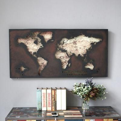 Retro Hollow-out World Map Iron Art Wall Decoration Wall Hanging