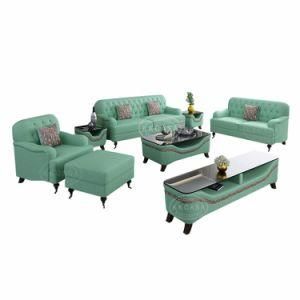Modern Sofa Set Design Fabric Leather 1+2+3 Green Sofa