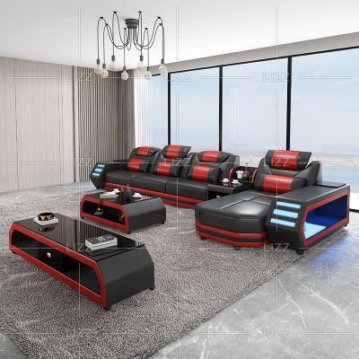Luxury Modern Living Room L Shape Furniture European Home Hotel Genuine Leather Sofa Set