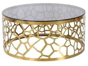 Italian Style Round Shape Gold Stainless Steel Frame Coffee Side Table