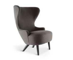 Black Oak Wooden Leg Fabric Lounge Sofa Wingback Chair