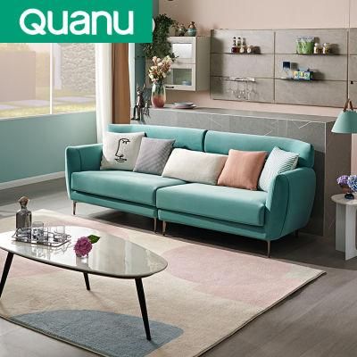 102639 Quanu Modern Italian 4 Seaters Living Room Sofa Fabric Velvet Green