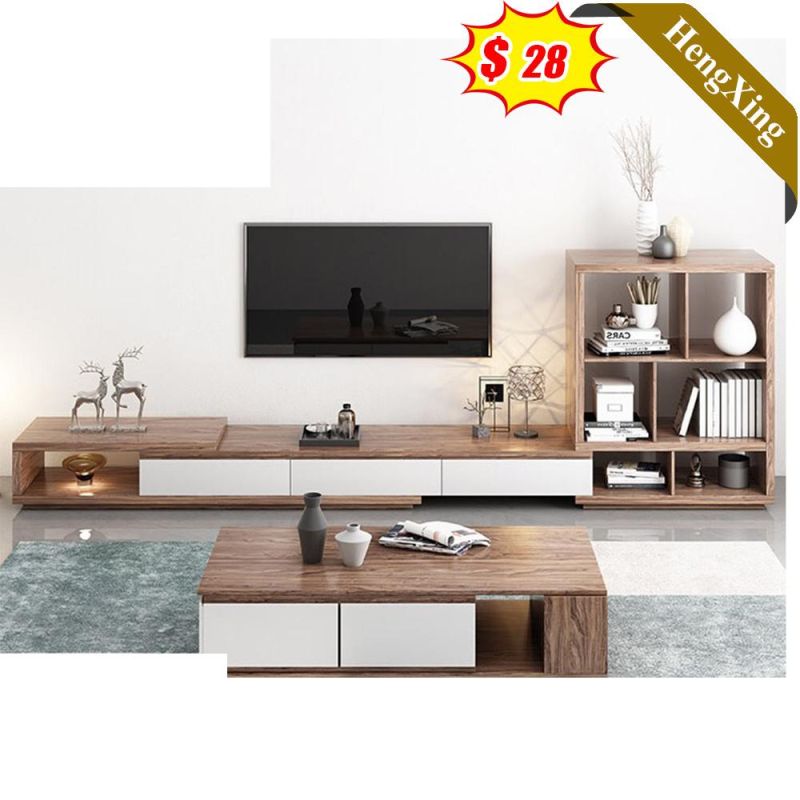 Modern Simple Design White TV Stand Furniture Wooden Display Stands and Coffee Table Living Room Furniture Set