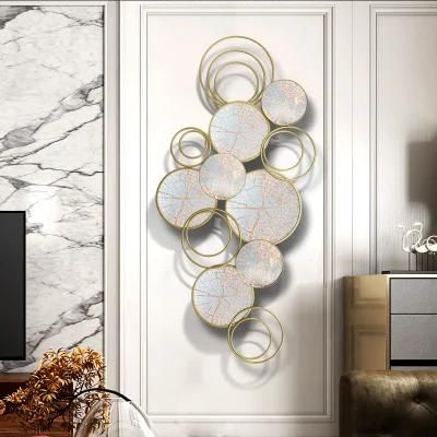 White &amp; Gold Circle Luxury Metal Wall Art Decoration for Home Decorative for Living Room Bedroom Dining Room Hallway