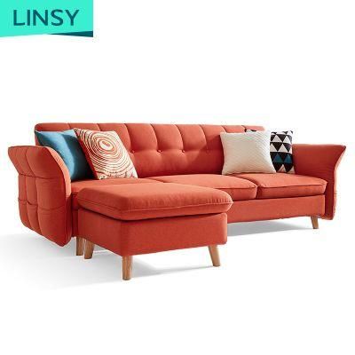 Linsy China Modern Style Red Fabric Sofa Bed 1012