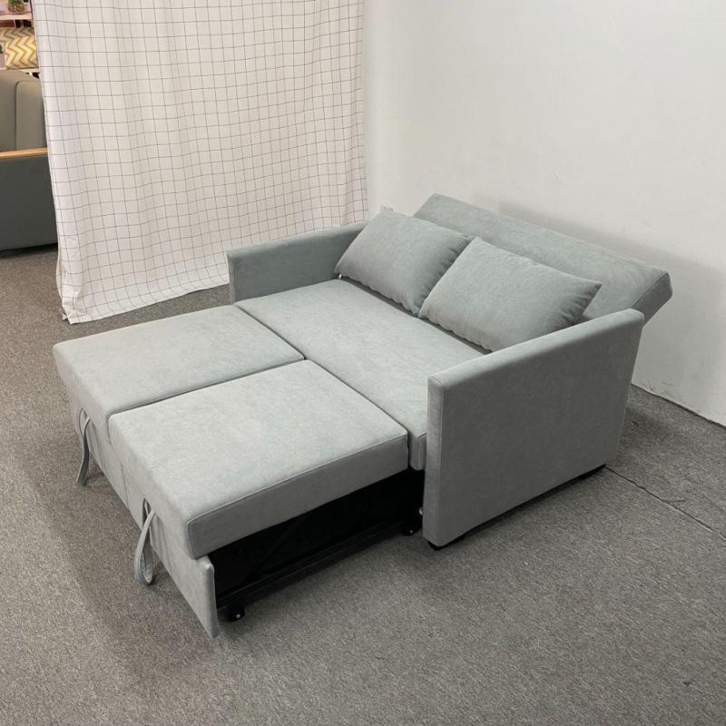 Modern Minimalist Dark Gray Cotton and Linen Sofabed Living Room