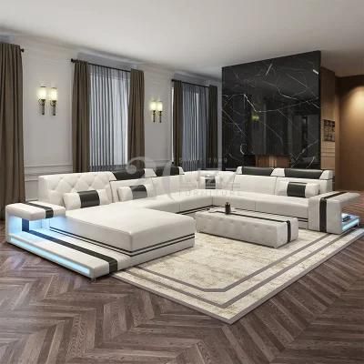 Unique Design Fashion Home Furniture Living Room LED Sectional Corner Sofa