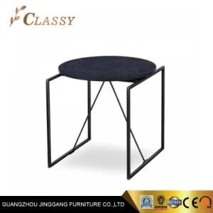 Europe Simple MDF Marble Side Table with Polished stainless Steel Basse