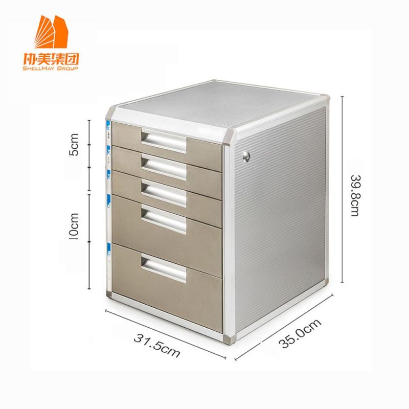 Modern Furniture New Filing Cabinet Storage Metal Moving with 5 Drawers Office Equipment