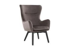 Velvet Fabric Leisure Chair Wooden Chair Wooden Legs Black