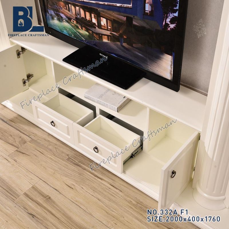 Wall Cupboard Cabinet Wooden Fireplace with Mantel Design TV Stand 332A