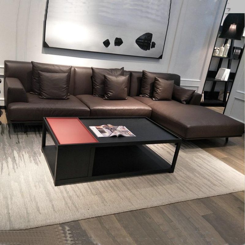 China Fty Wholesale Modern Living Room Furniture Metal Legs Fabric or Genuine Leather Upholstered Corner Sofa Set L Shape Sofa