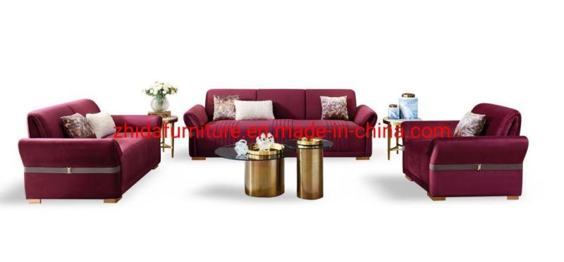 Home Furniture Red Velvet Hotel Reception Area Lobby Sofa Set