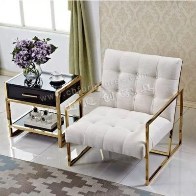 Hyc-Sf09 Home Furniture Moden Stainless Steel Base Velvet Cushion Living Room Sofa Chair