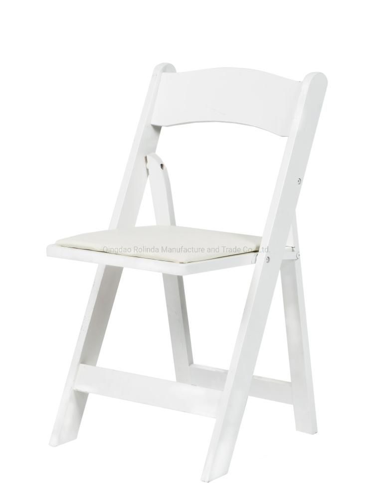 Manufacture Natural Clear Lacquer Wooden Folding Garden Wedding Wimbledon Chair Foldable Chair