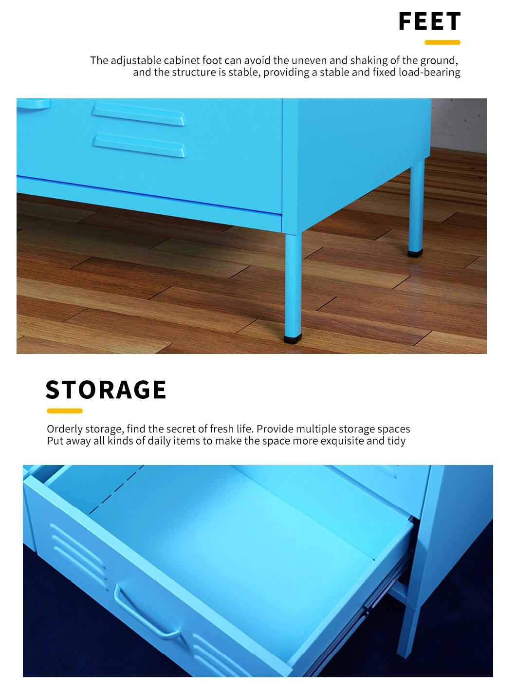 Pink 4 Drawer Living Room Furniture Steel Sideboard Metal Storage Cabinet Drawer with Foot