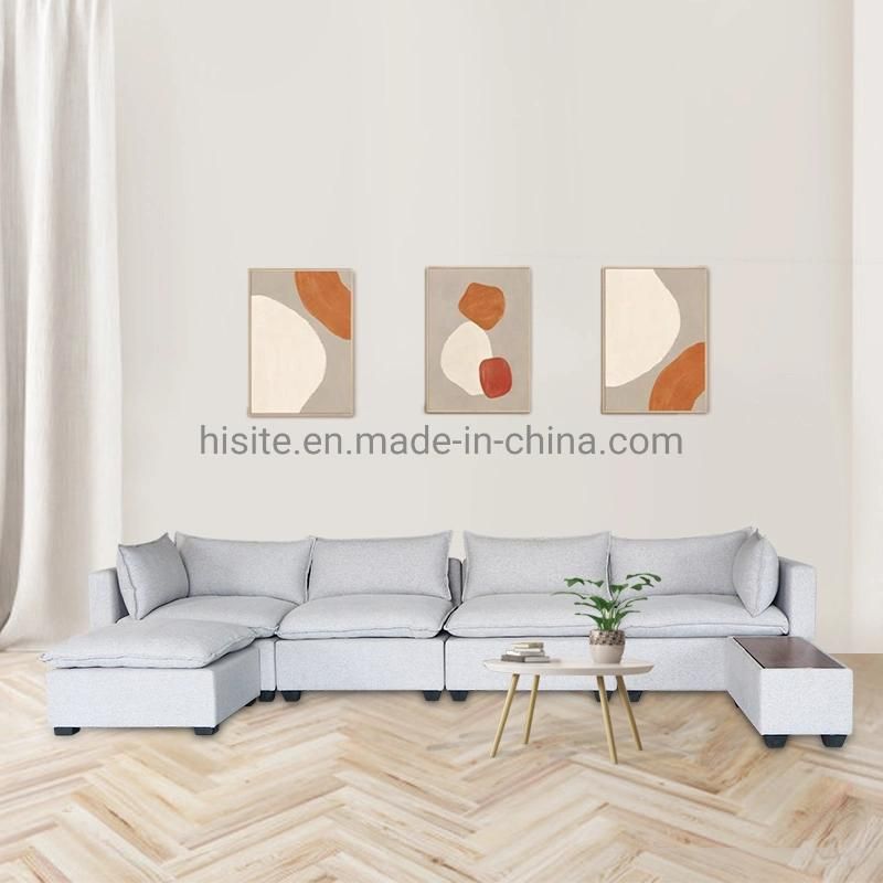 2022 Grey L-Shaped Sofa Combination with Storage Function Living Room Sofa Set Furniture