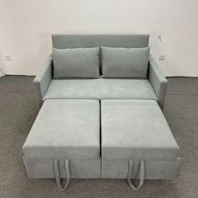 Modern Minimalist Dark Gray Cotton and Linen Sofabed Living Room