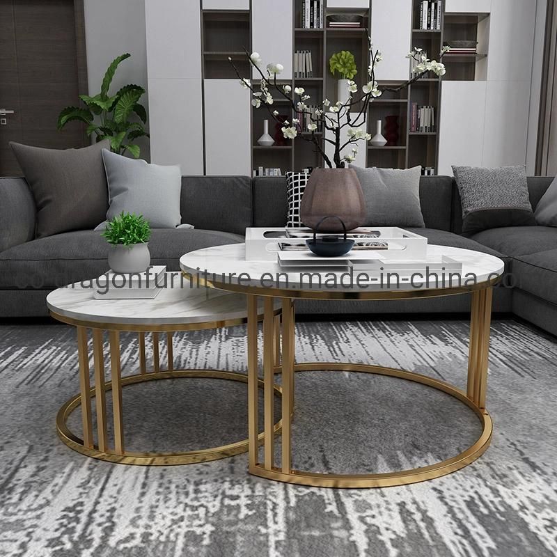 Wholesale Price Home Furniture Metal Coffee Table with Marble Top