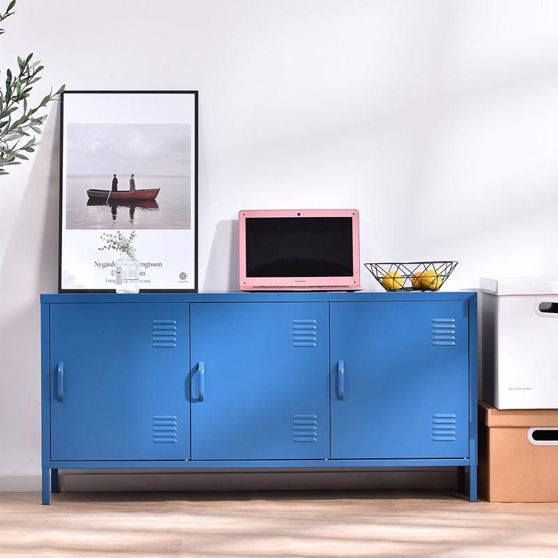 Dining Living Room 3 Doors Metal Storage Cabinet TV Stand