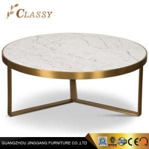 Round Marble Golden Livingroom Furniture Dining Coffee Table for Hotel