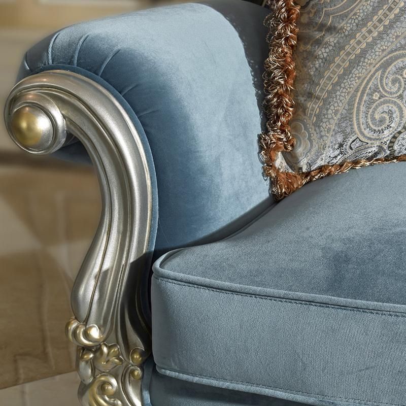 Wood Carved Classic Fabric Sofa in Optional Sofas Seats and Furniture Color