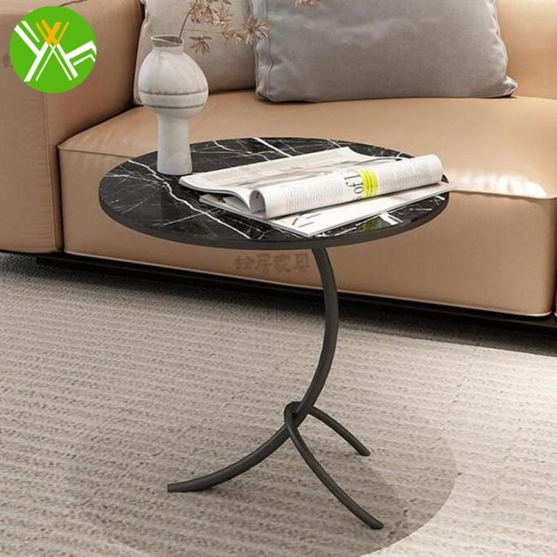 Hot Selling New Arrival Nordic Design Gold Side Table with Marble Top for Living Room