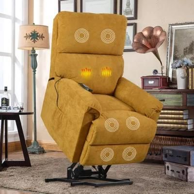 Jky Furniture Silent Motor Linen Fabric Power Lift Recliner Chair with 8 Points Vibration Massage Heating Function for Elderly