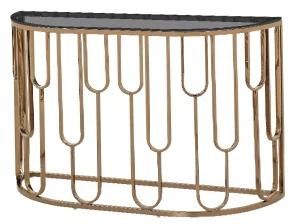 Rose Gold Stylish Steel Frame Living Room Glass Top Console Table