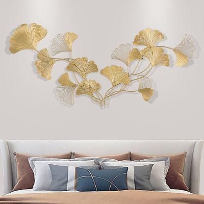 Living Room Sofa Background Ginkgo Leaf Decoration Hotel Homestay Wall Pendant Plating Dream Metal Wall Decoration