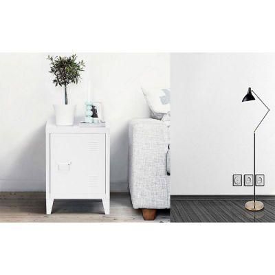 Bedroom Furniture White Metal Low Bedside Storage Cabinet