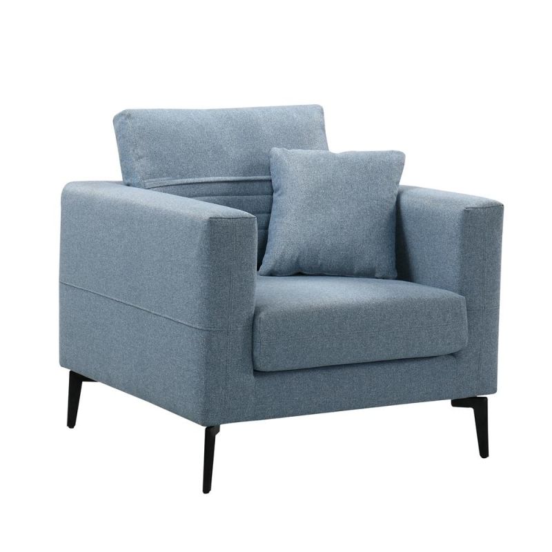 Nova Jssa029 Contemporary Simple Armrest Sofa Chair in Blue with Solid Pattern