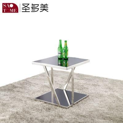 Modern Exquisite Living Room Furniture Black Glass Square End Table