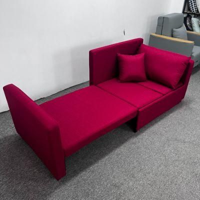 Creative Design Red Cotton and Linen Sofa Push-Pull Bed