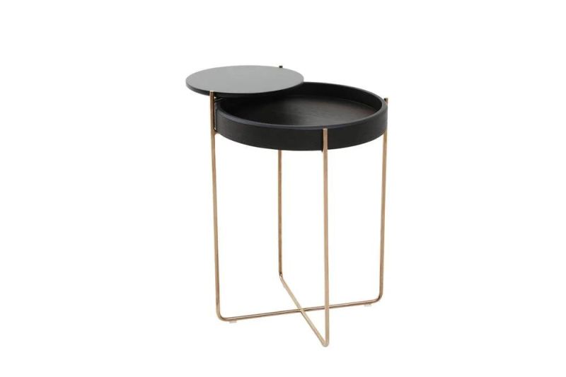 Eco-Friendly Small Wood Metal Corner Table Living Room Side Table Metal Plate Table