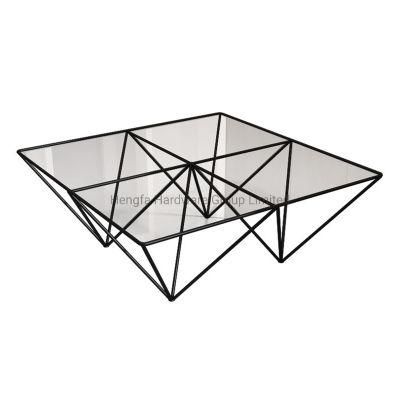 Nordic Modern Tempered Glass Loft Iron-Art Tea Coffee Table