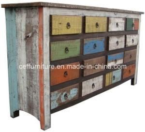French Europe Antique Country Rustic Solid Wood Drawer Cabinet