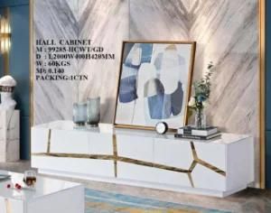 MDF Stainless Steel Living Room TV Stand Hall Cabinet Tempered Glass Modern Home Furniture