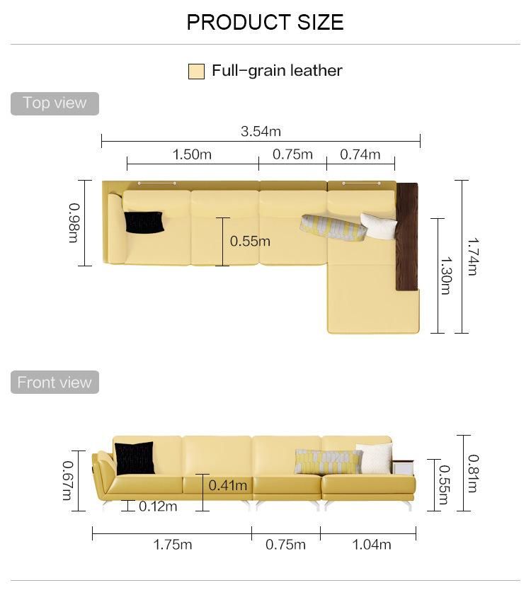 Hot Wood Down Corner Sectional L Shape Furniture Genuine Leather Sofa Rap1K